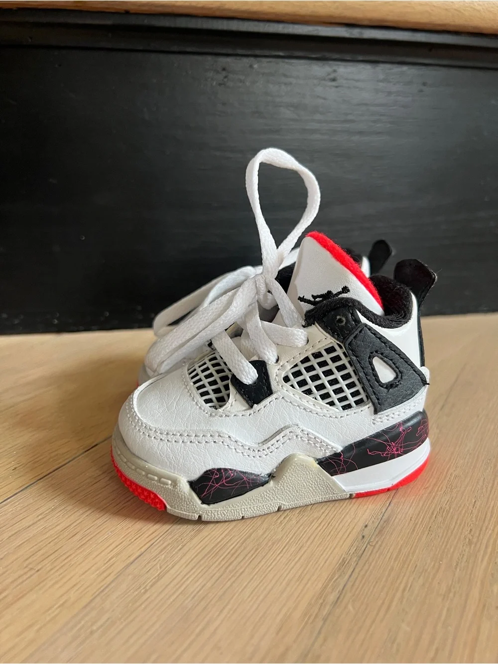 Jordan Infant White, Red & Black Retro Basketball Sneaker (No Box)